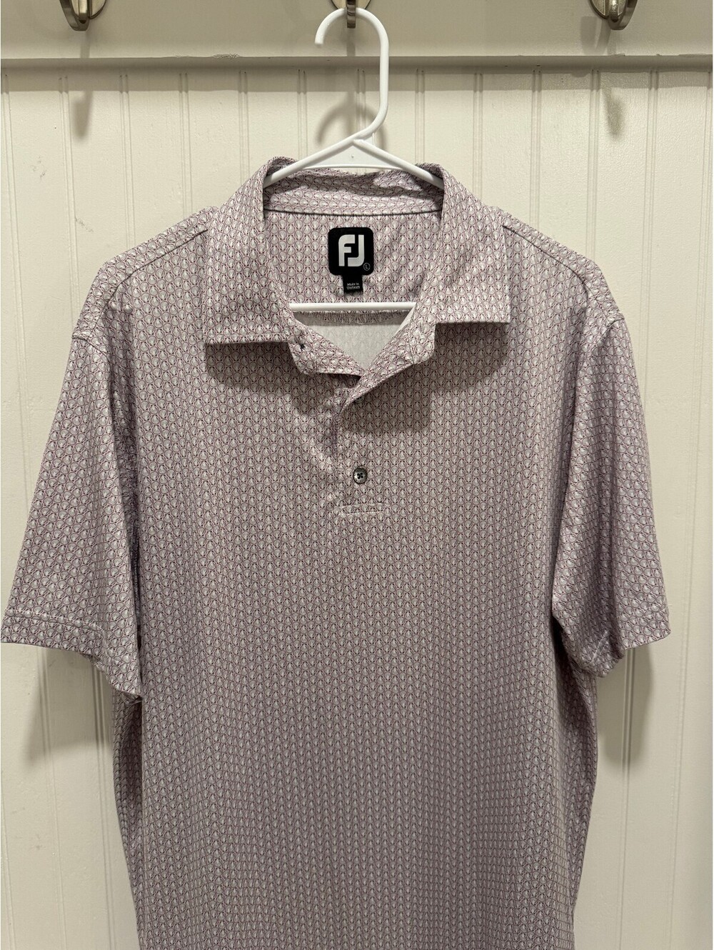 FootJoy Men's Large Short Sleeve Golf Polo Shirt with Shell Pattern